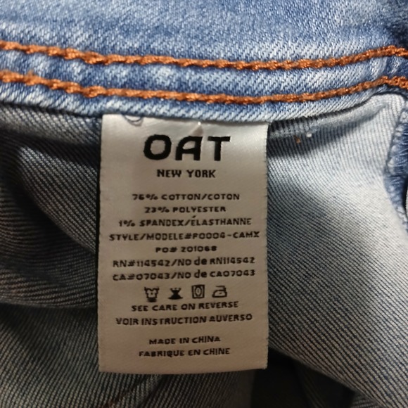 OAT New York Women Wide Leg Cropped Jeans Frayed Hem Blue Size 6 28 - Picture 4 of 8